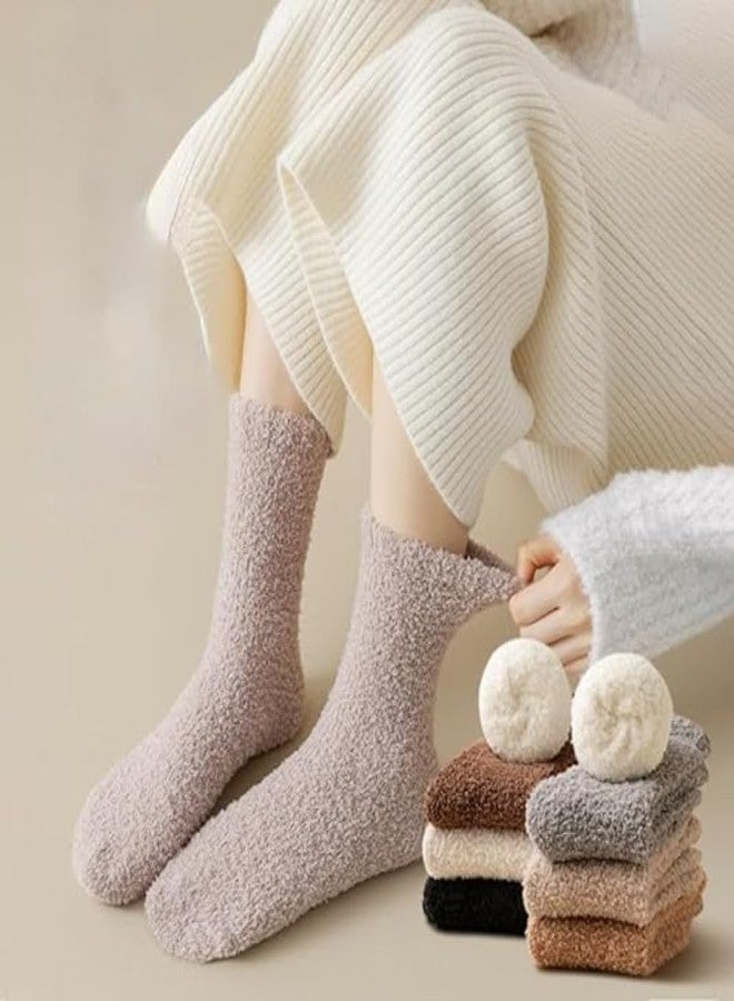 Sumleno Women Fuzzy Socks Warm Cozy Fluffy Socks Aesthetic Thick Fleece Thermal Slipper Socks for Winter Christmas Gifts (Muticolor -7 Pairs,One Size) - Image 4